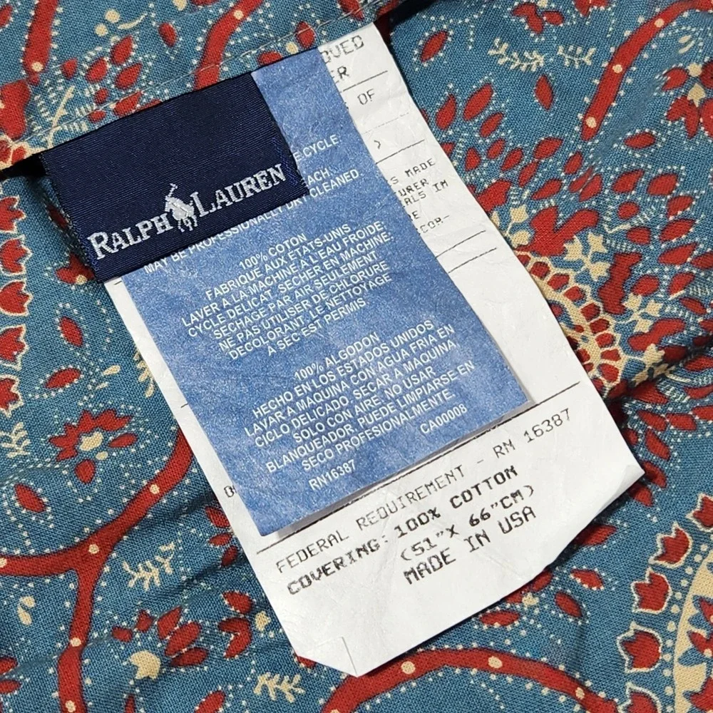 vtg RALPH LAUREN Home Collection‎ COLLETTE Pillow Sham Standard blue/red Paisley